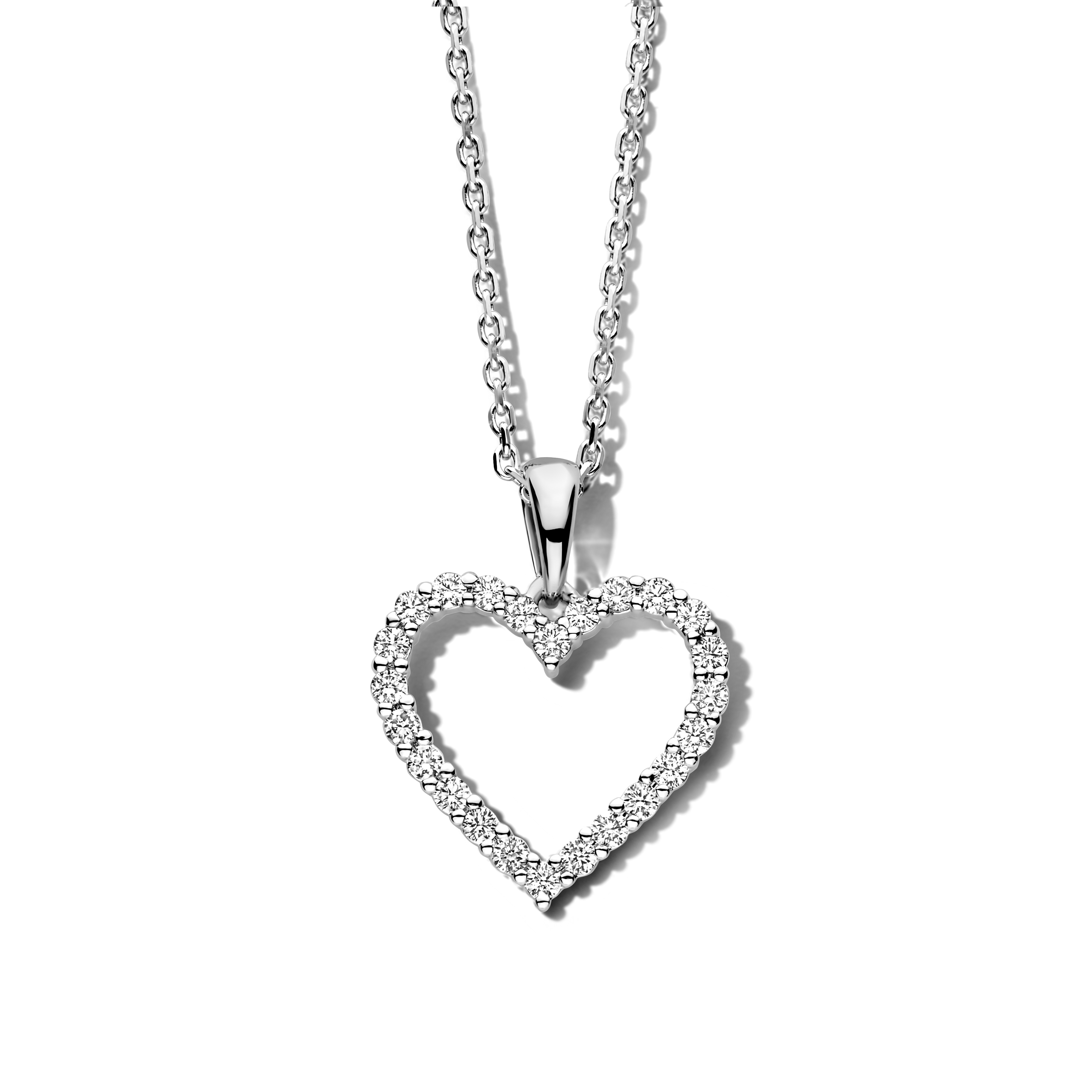 14krt witgouden hart met diamant 0,51crt (exclusief collier)