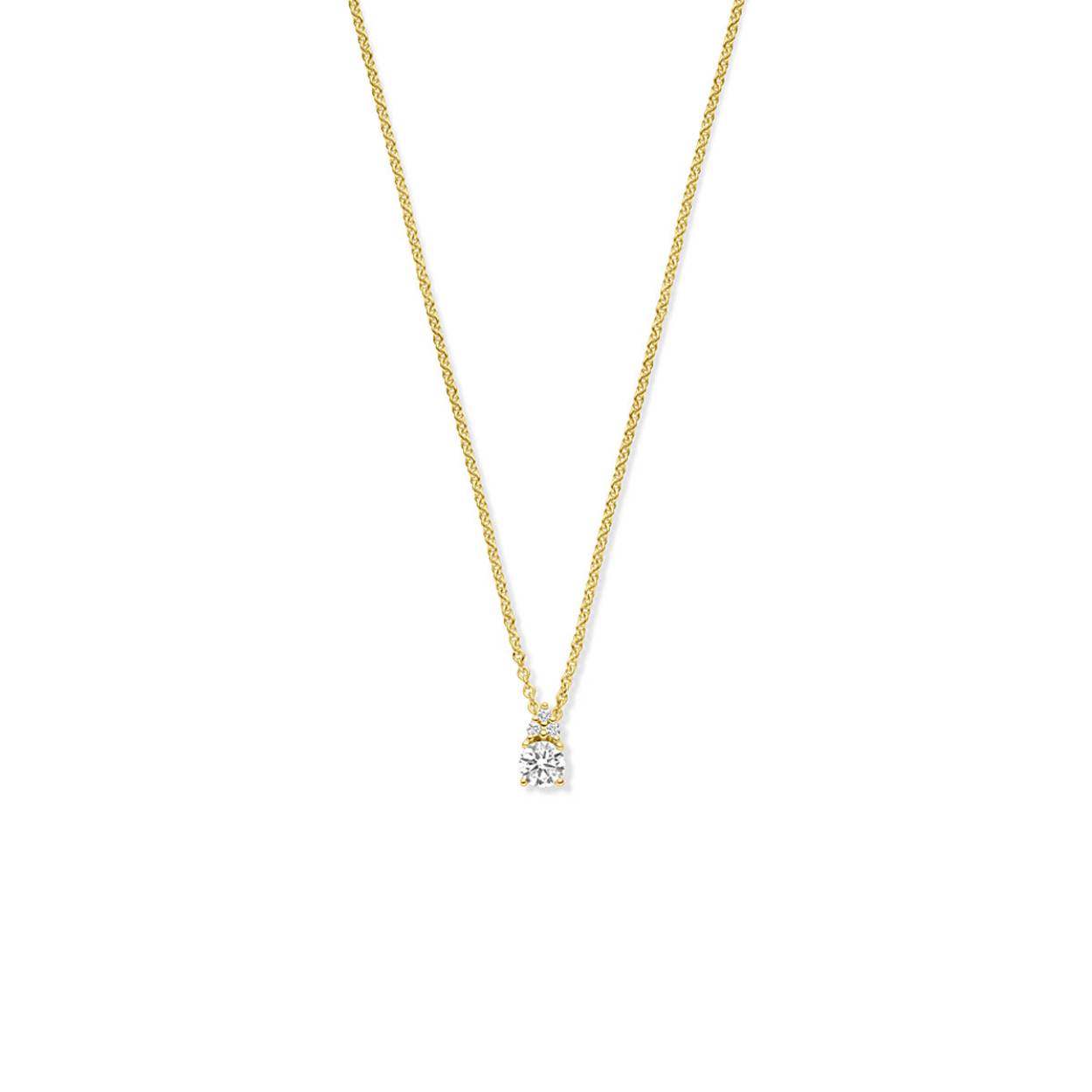 My Style Diamonds 14krt geelgoud solitair hanger met diamant.
Het collier heeft een draaglengte van 42cm en een 2cm extensie. Het totale diamantgewicht is 0.05crt.
