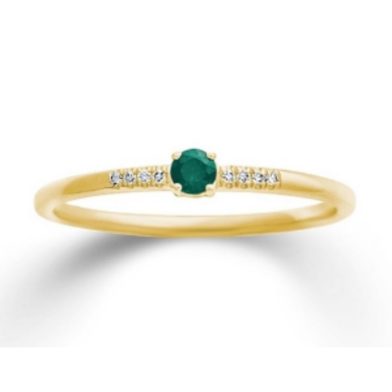 Dames Ring Smaragd 0,09ct + Diamant 0,02ct H/SI