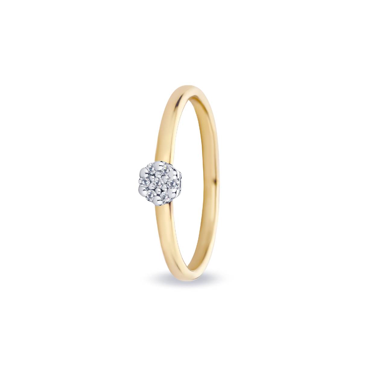 Een bicolor gouden Entourage ring van Miss Spring uit de collectie Allerliefste. De ring heeft 7 diamantjes totaal 0.07 Carat 

- diamant kwaliteit  Pikee - wesselton