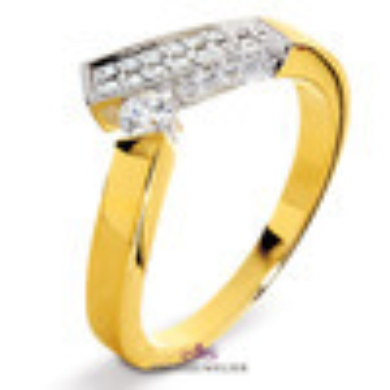 14 karaat wit- en geelgouden dames ring met meerdere briljanten met totaal 0.35crt.