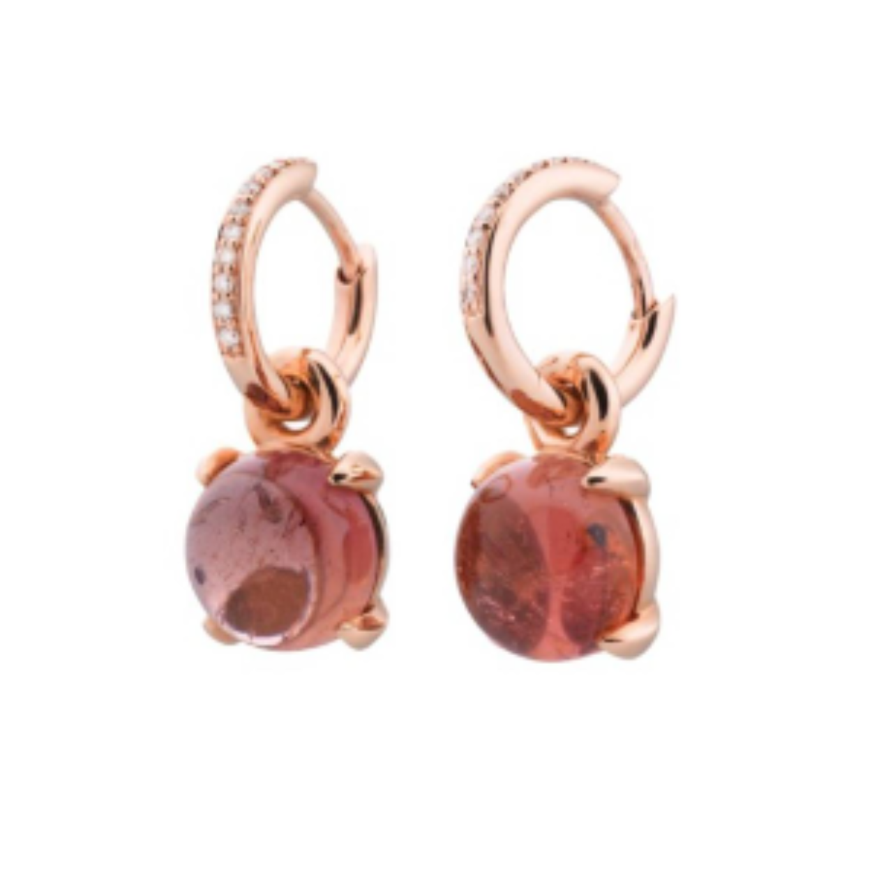 BRON catch oorhangers roze tourmalijn 8mm