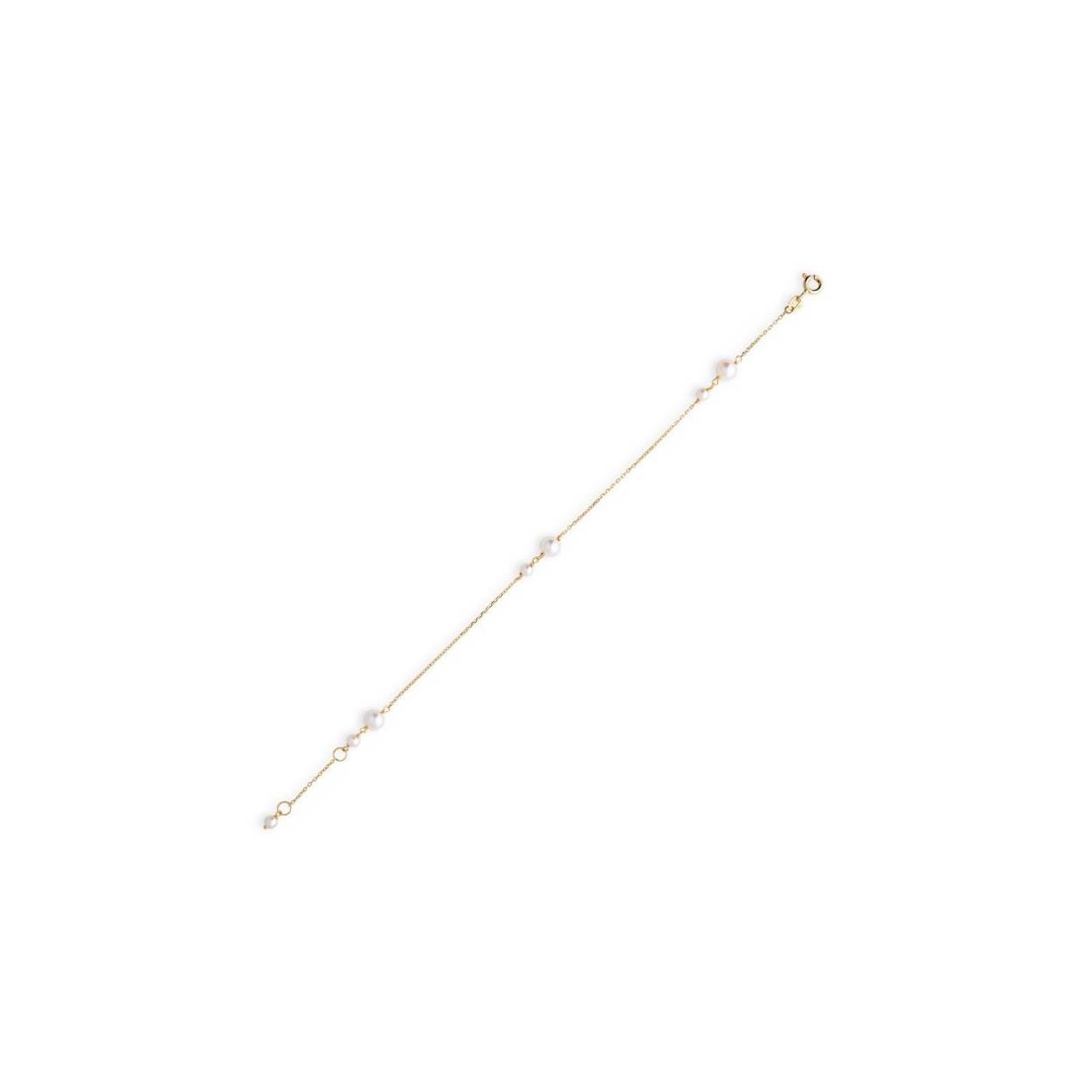 14K Geelgouden armband met zoetwaterparels 19cm.