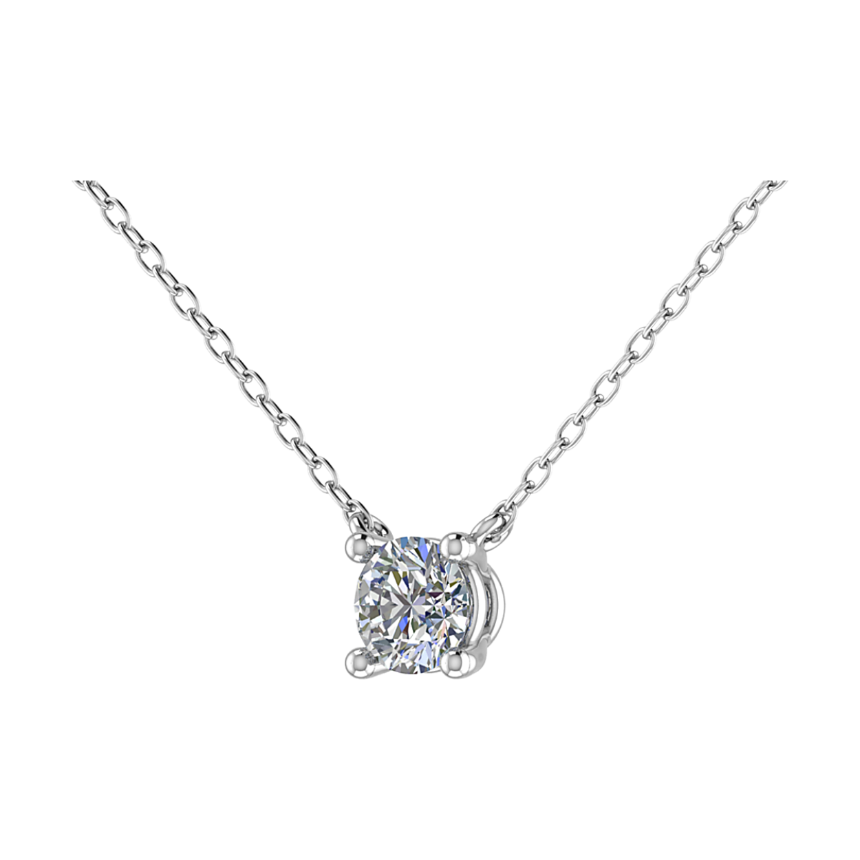 14k witgouden solitair/classic lab grown diamanten collier. lab grown diamant is 0.52 caraat en heeft een D kleur/VS1 