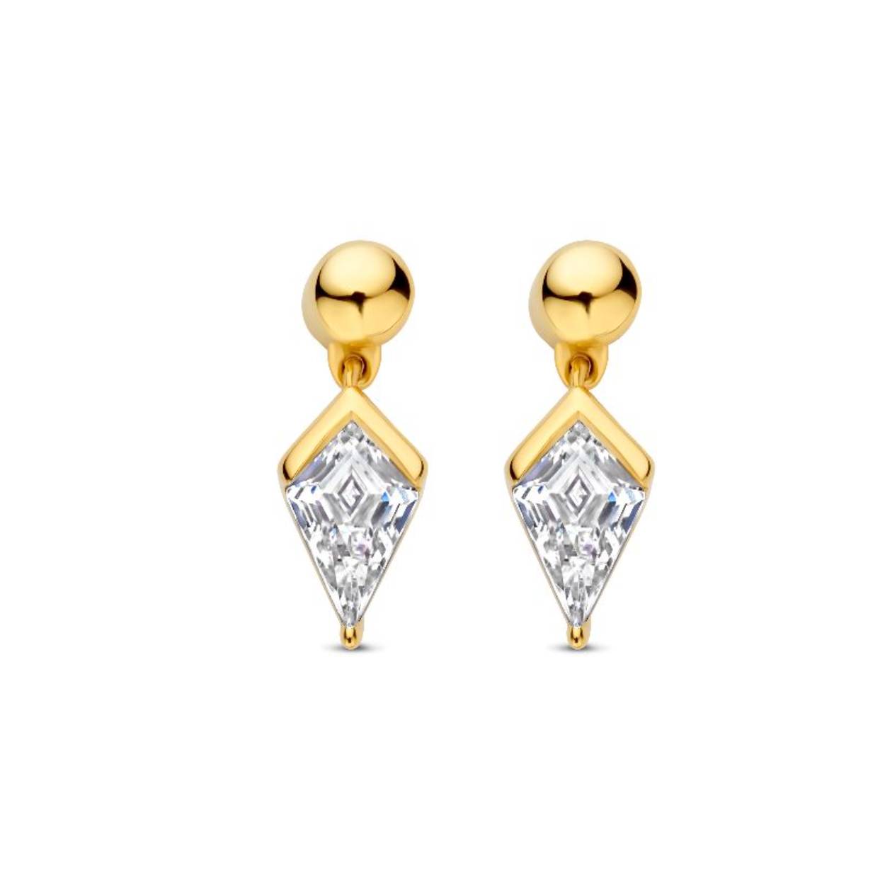 FJF Jewellery  oorsieraden 'Icon Kite' zilver goldplated met zirkonia