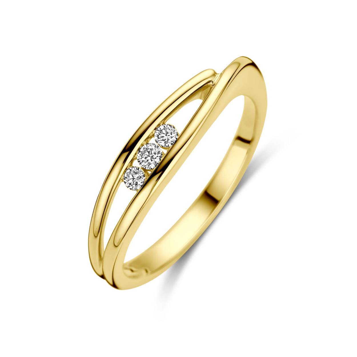 Geelgouden ring 0.10 crt briljant