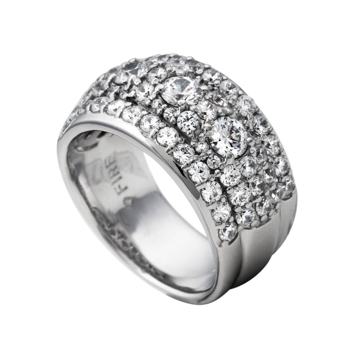 Zilveren ring Diamonfire met zirkonia's.
de ring is 12 mm breed.