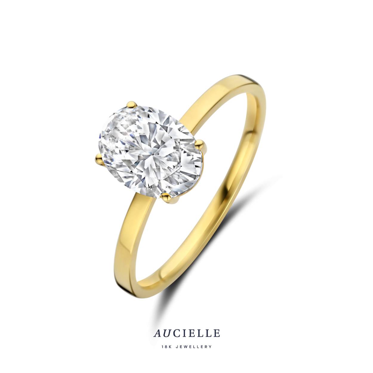 Gouden ring met zirkoon
18 kt