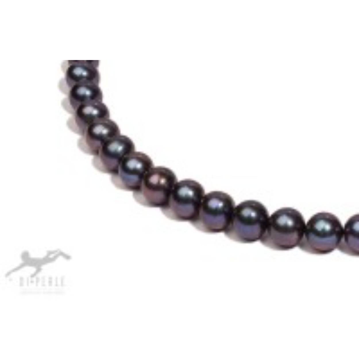 Parelsnoer, geknoopt 120 cm parelcollier zonder slot. Zwarte (gebeitst) zoetwater parels van 9-10 mm