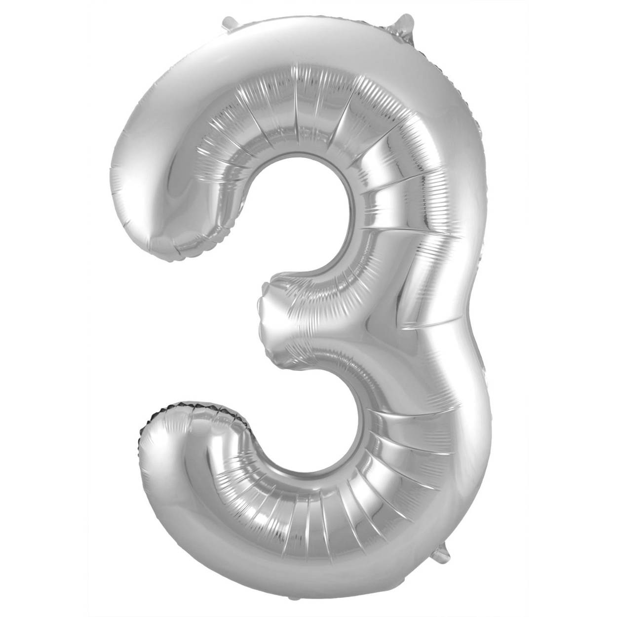 Zilveren Folieballon Cijfer 3 - 86 cm. Inhoud: 1 folieballon. Kleur: Zilverkleurig. Bijvoorbeeld te gebruiken tijdens de volgende feestgelegenheid/feestgelegenheden: Verjaardag, Jubileum en Kinderfeestje. Deze folieballon is 34 inch/86 cm. Het artikel is gemaakt van folie.