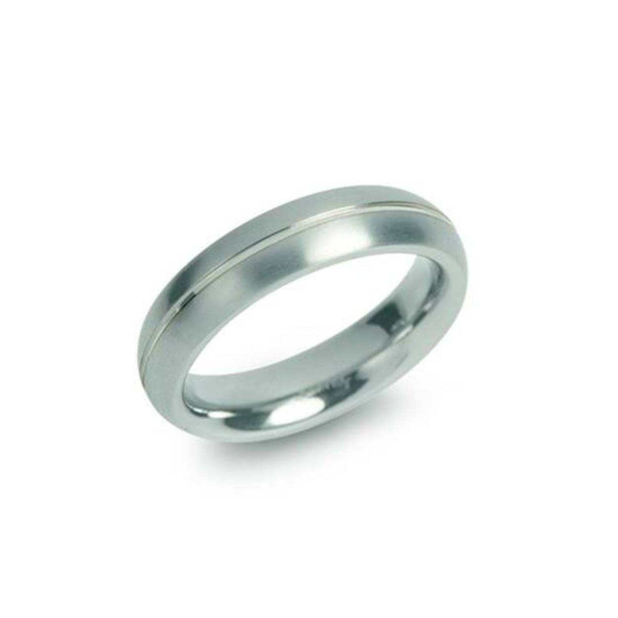 Boccia titanium ring mat met een glanzend middenlijntje