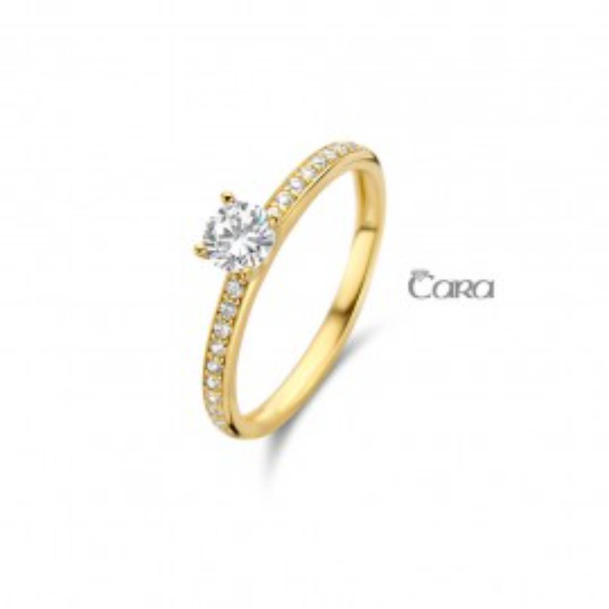 Ring in geel goud 18 k met zirconia