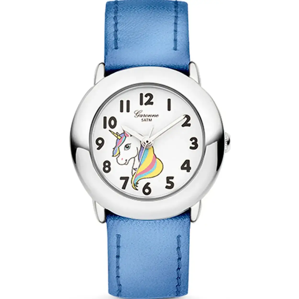 Dit is een horloge van het merk Garonne gemaakt voor meisjes.
De specificaties zijn als volgt:
Kastmaat: 27 mm
Kastdikte: 8.1 mm
Bandlengte: 170
Bandbreedte: 14
Waterdichtheid: 3 ATM / 30 Meter / 100 Feet