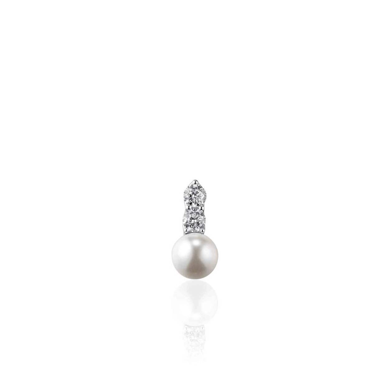 Hanger zilver | parel | 2 zirconia's 