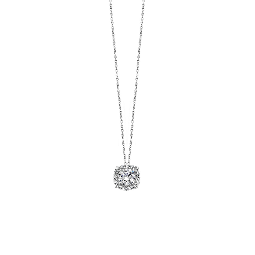 Zilveren collier met hanger
De hanger bestaat uit Swarovski zirkonium 
De hanger meet 8 x 8 mm
Materiaal: 925 zilver, zirkonium