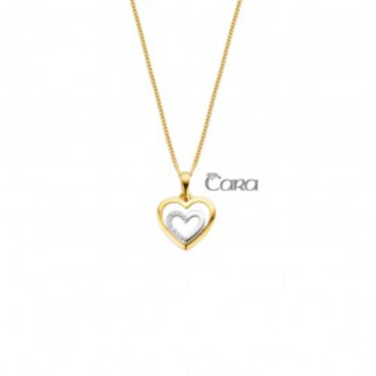 18 kt bicolor gouden hanger 'hart' met zirkonium