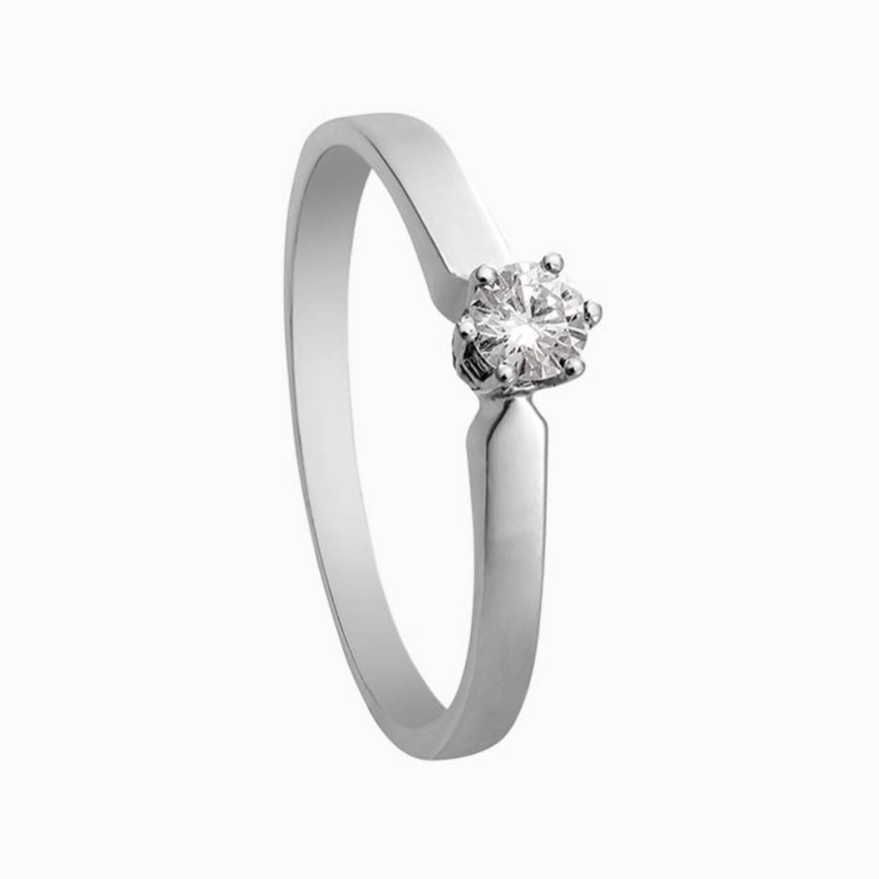 Deze Witgouden Eclat Ring R16, is een prachtige ring vervaardigd uit witgoud en voorzien van een schitterende diamant van 0,50 karaat. De ring straalt elegantie uit dankzij het glanzende afwerkingsdetail. Draag deze ring als opvallend sieraad op een speciale gelegenheid of dagelijks voor een vleugje luxe.