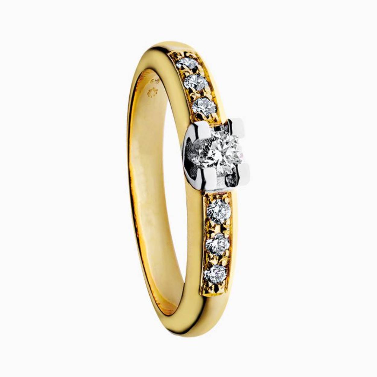 Solitair ring Elite 0.17ct  met zijstenen