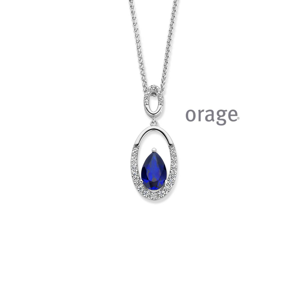Orage Collier Zilver blauw - AW001