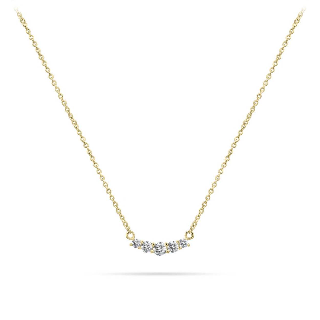 Gisser Jewels zilver verguld collier met zirkonia steentjes. Lengte 42+5cm