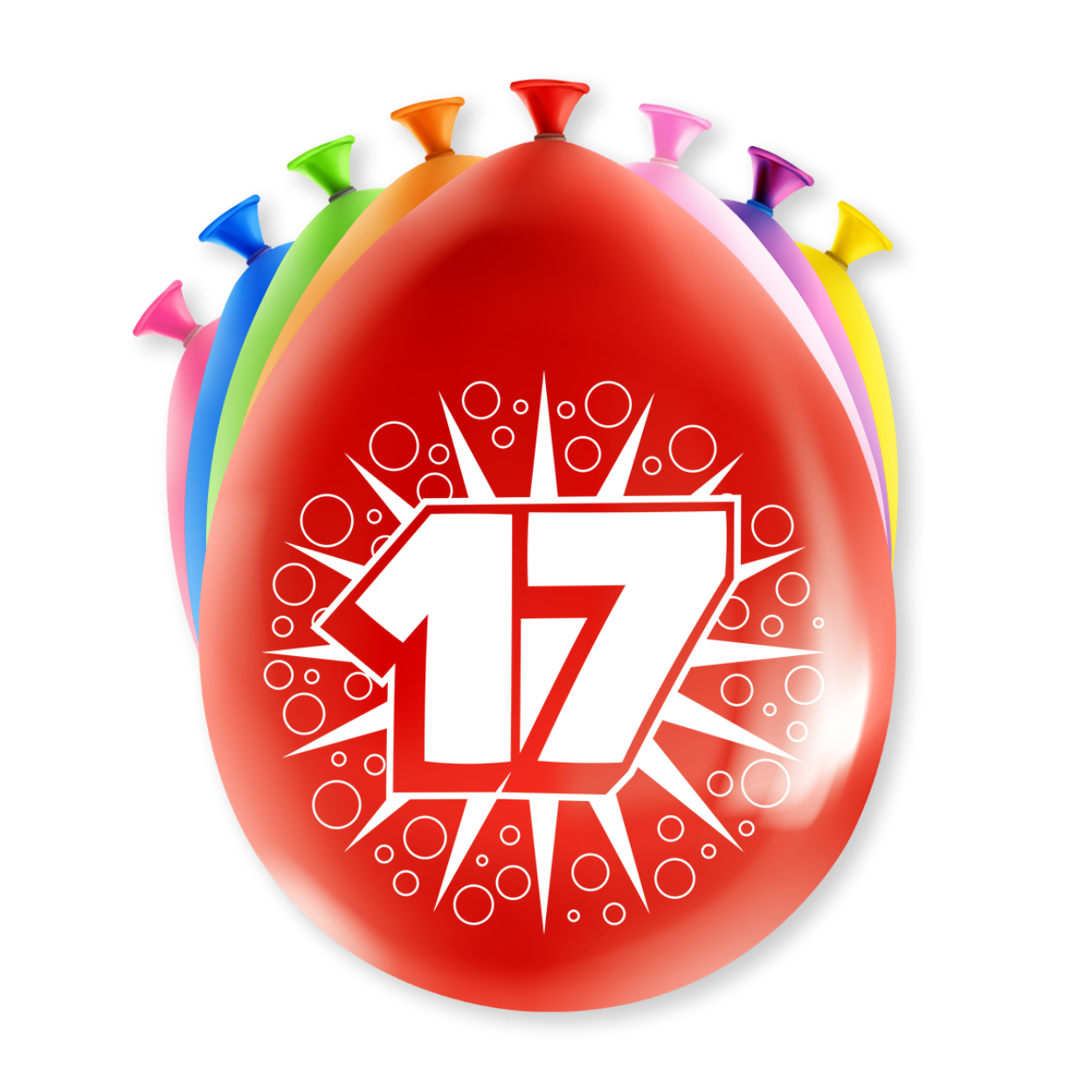 Een feestje kan niet zonder ballonnen en als u party ballonnen met 17 years koopt dan krijgt u deze in maar liefst 8 verschillende kleuren! De ballonnen zijn gemaakt van latex en zijn ongeveer 30 bij 30 centimeter groot. 