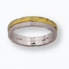 Bicolor gouden ring: goud/zilverkleurig - ruw ontwerp