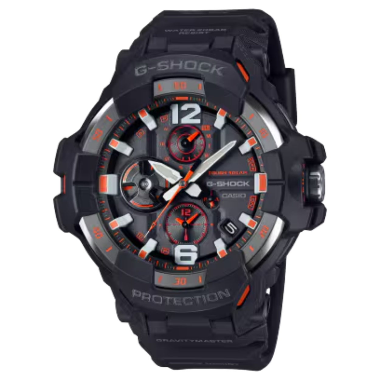 Dit Casio horloge behoort tot de G-Shock Gravity Master collectie.
Referentienummer: GR-B300-1A4

Niets is onmogelijk! Maak kennis met de gravity master. Een horloge met professionele uitrusting geïnspireerd op de luchtvaart en ontworpen om zelfs onder de zwaarste omstandigheden te blijven werken.

De GR-B300 heeft een Carbon Core Guard-constructie met dezelfde schokbestendigheid, stijfheid en roestbestendigheid als het koolstofmateriaal dat voor vliegtuigrompen wordt gebruikt. De met koolstofvezel versterkte harsbehuizing en het naadloze randontwerp dat is geïnspireerd op de allernieuwste vliegtuigen, komen samen in een gedurfde en krachtige vorm. 
