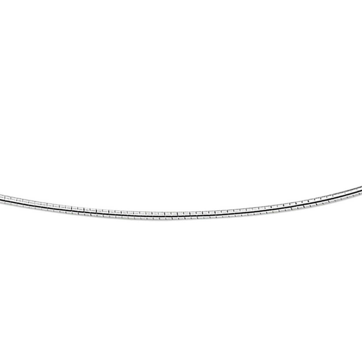 Witgouden omega collier rond 1.0mm 43cm