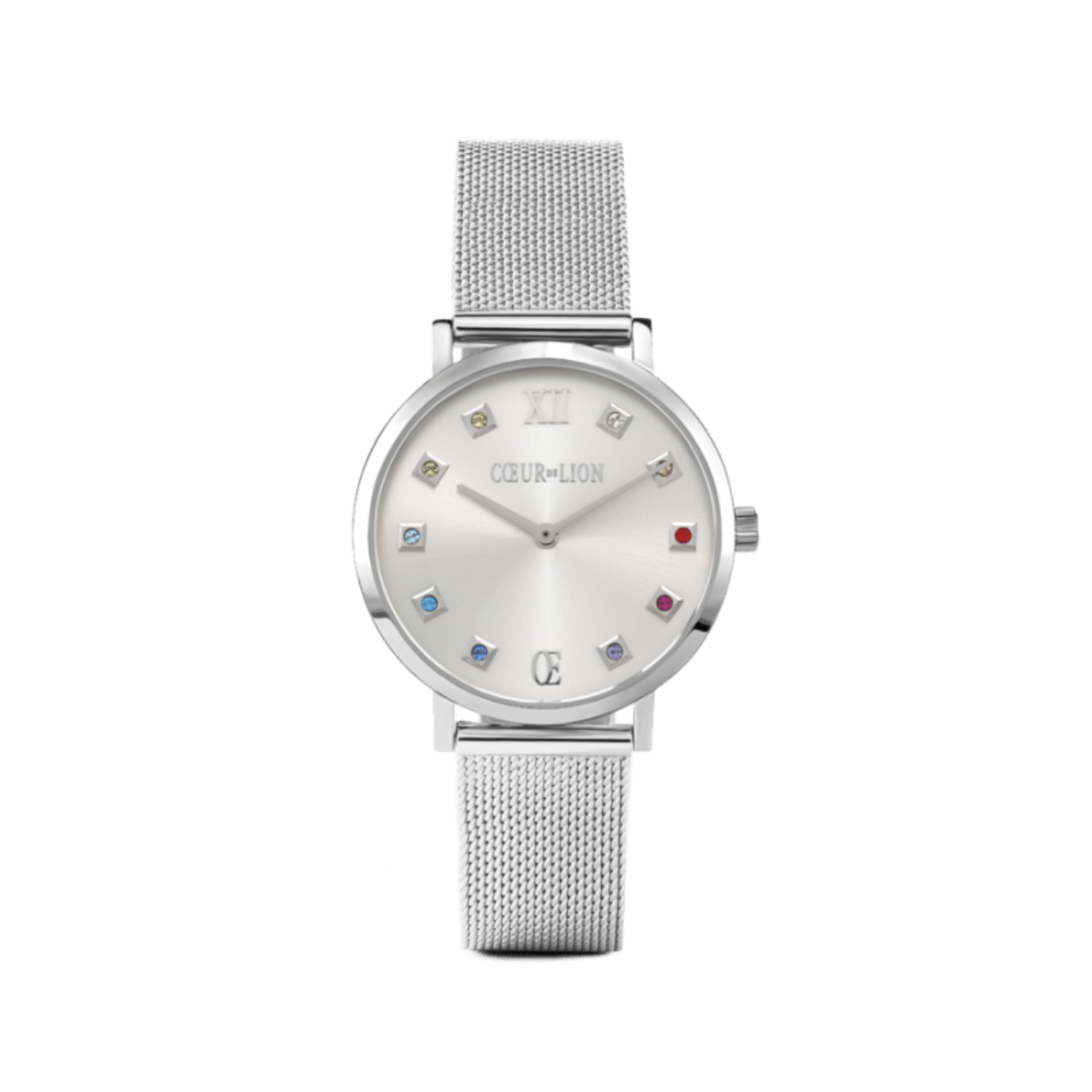 Voor avontuurlijke vrouwen. Dit horloge is net zo spannend als de tijd waarin we leven: de hoogwaardige behuizing en Milanese armband van roestvrij staal worden gecombineerd met een Silver Sunray-wijzerplaat met sprankelende Swarovski®-kristallen voor een uitbarsting van kleur.