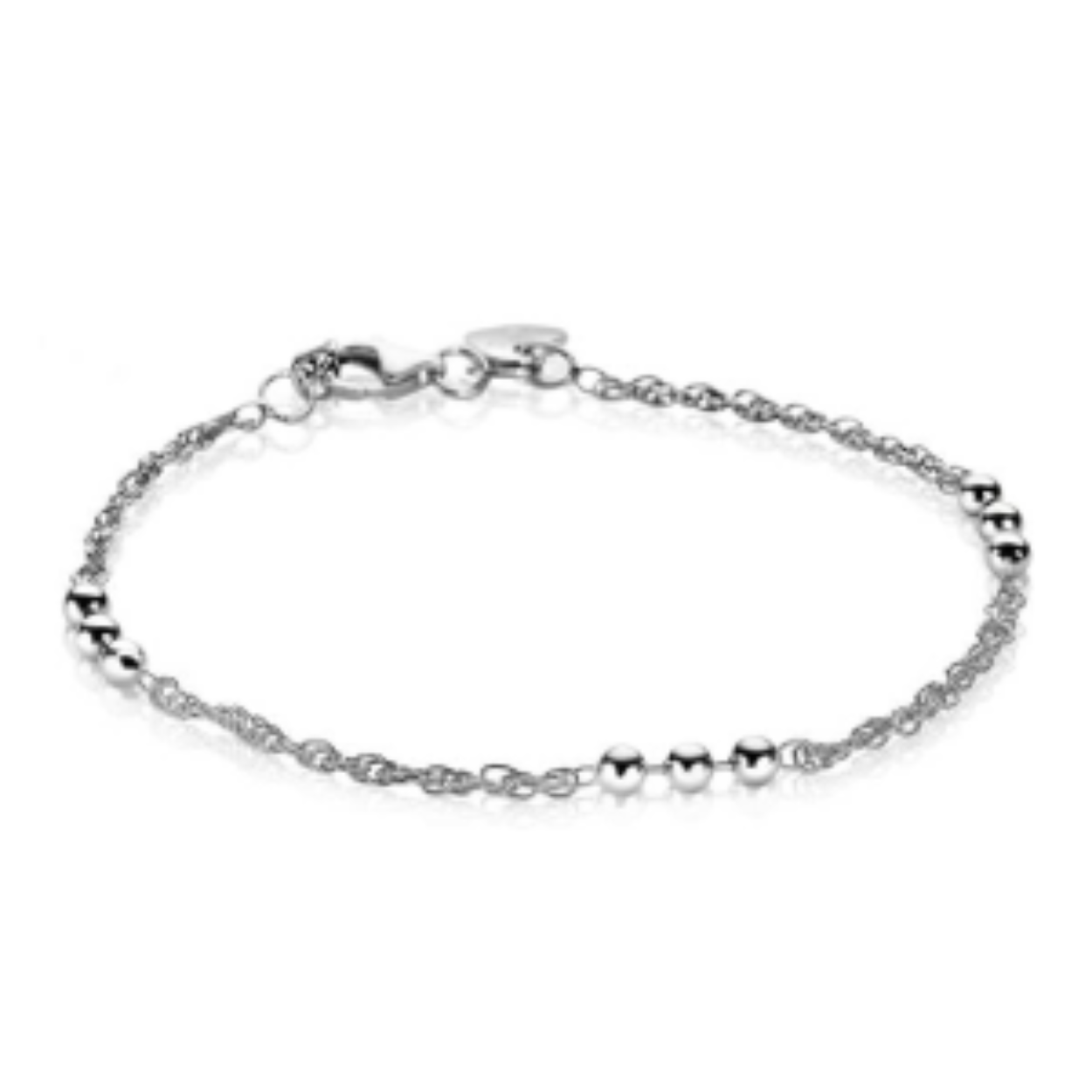 ZINZI zilveren armband met gedraaide fantasie schakel en 3 bolletjes, gelijkmatig verdeeld over de armband. Met herkenbaar Zinzi hartje bij de sluiting. De armband is vervaardigd van eerste gehalte zilver (925) en voorzien van een extra rodiumlaag voor een langdurige glans. Combineer meerdere zilveren armbanden aan je pols en in verschillende kleuren.