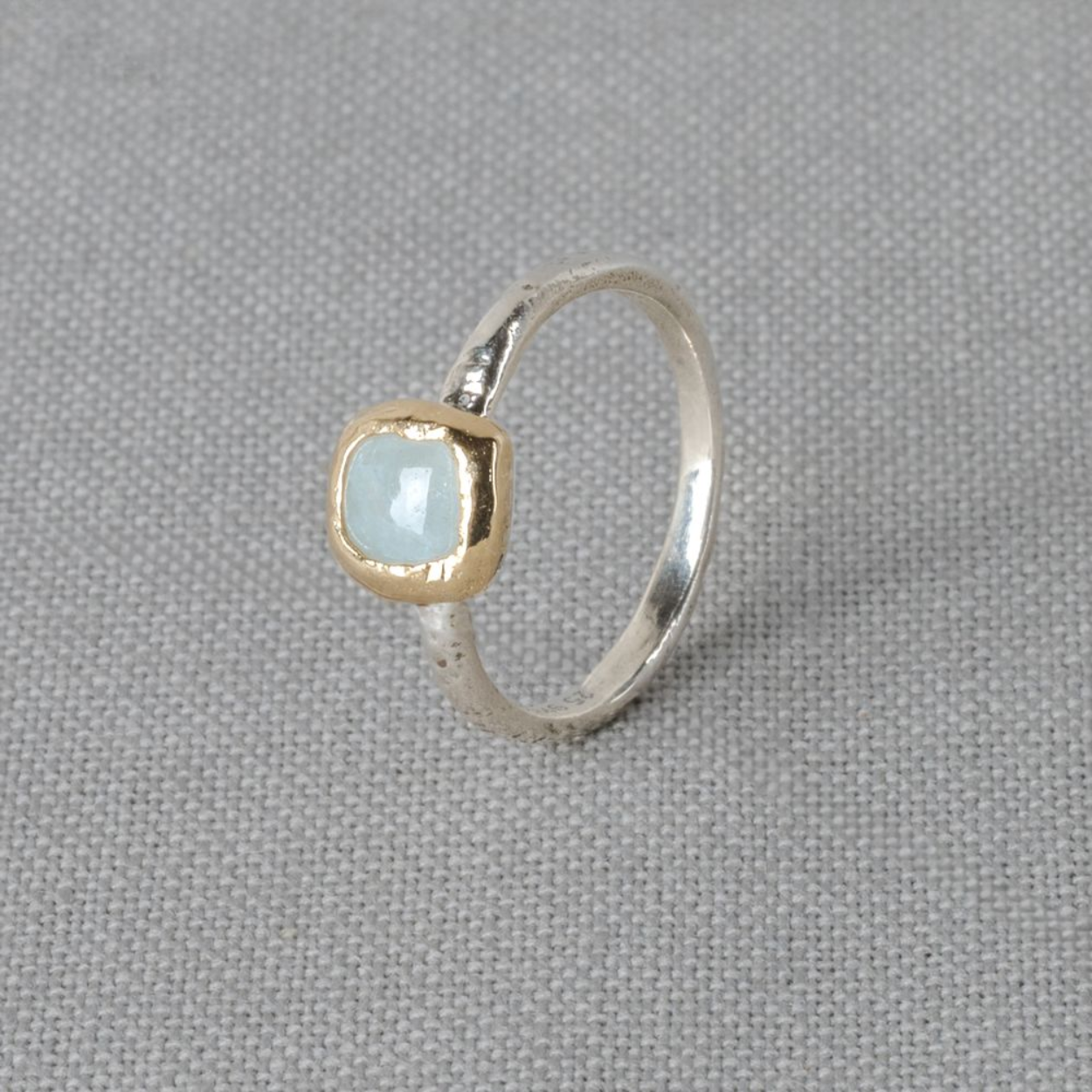 Jeh Jewels Ring zilver + 9 karaat vierkantje + Aquamarijn 21196-54