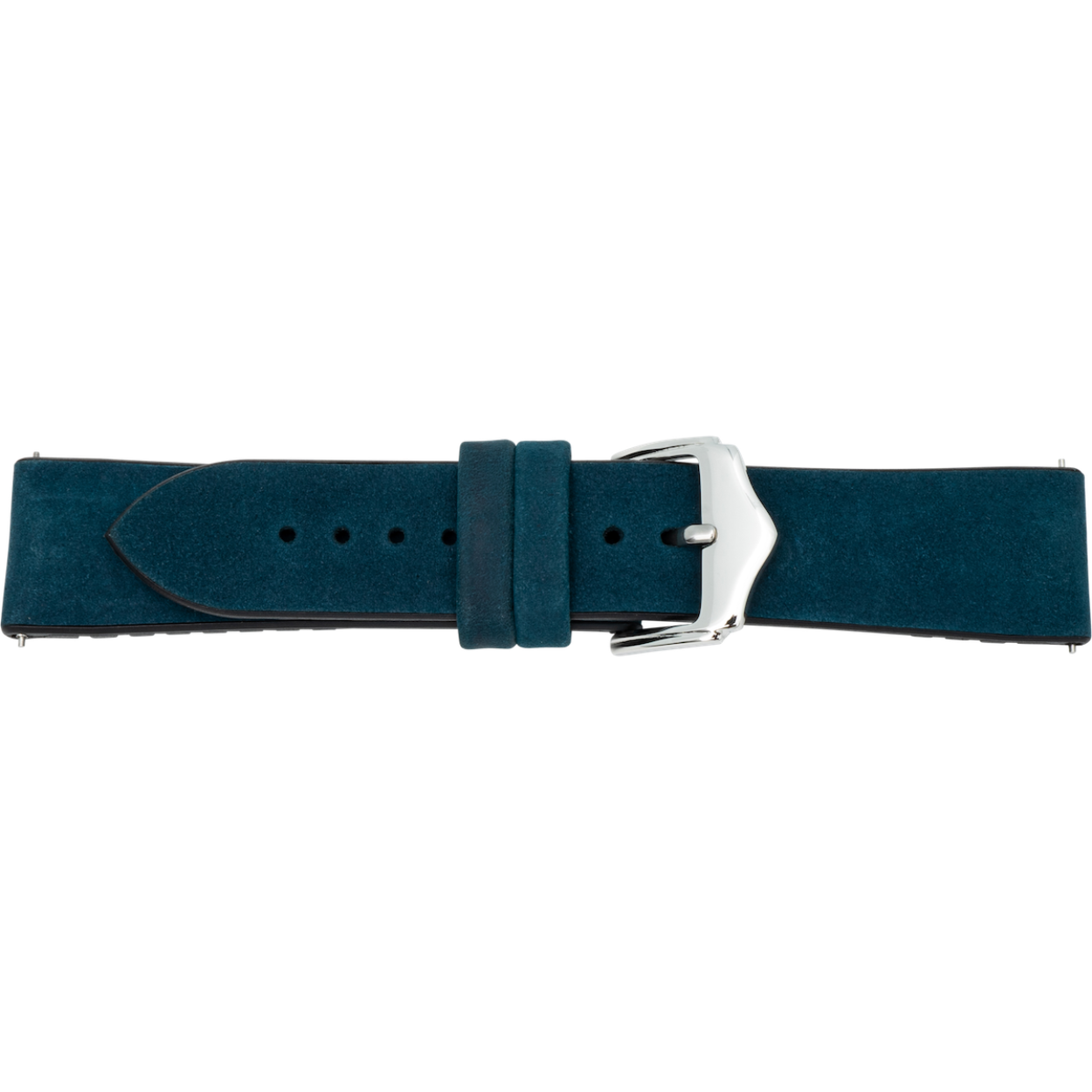 Horlogeband 881 blauw leer met zwart silicone easy click 20mm