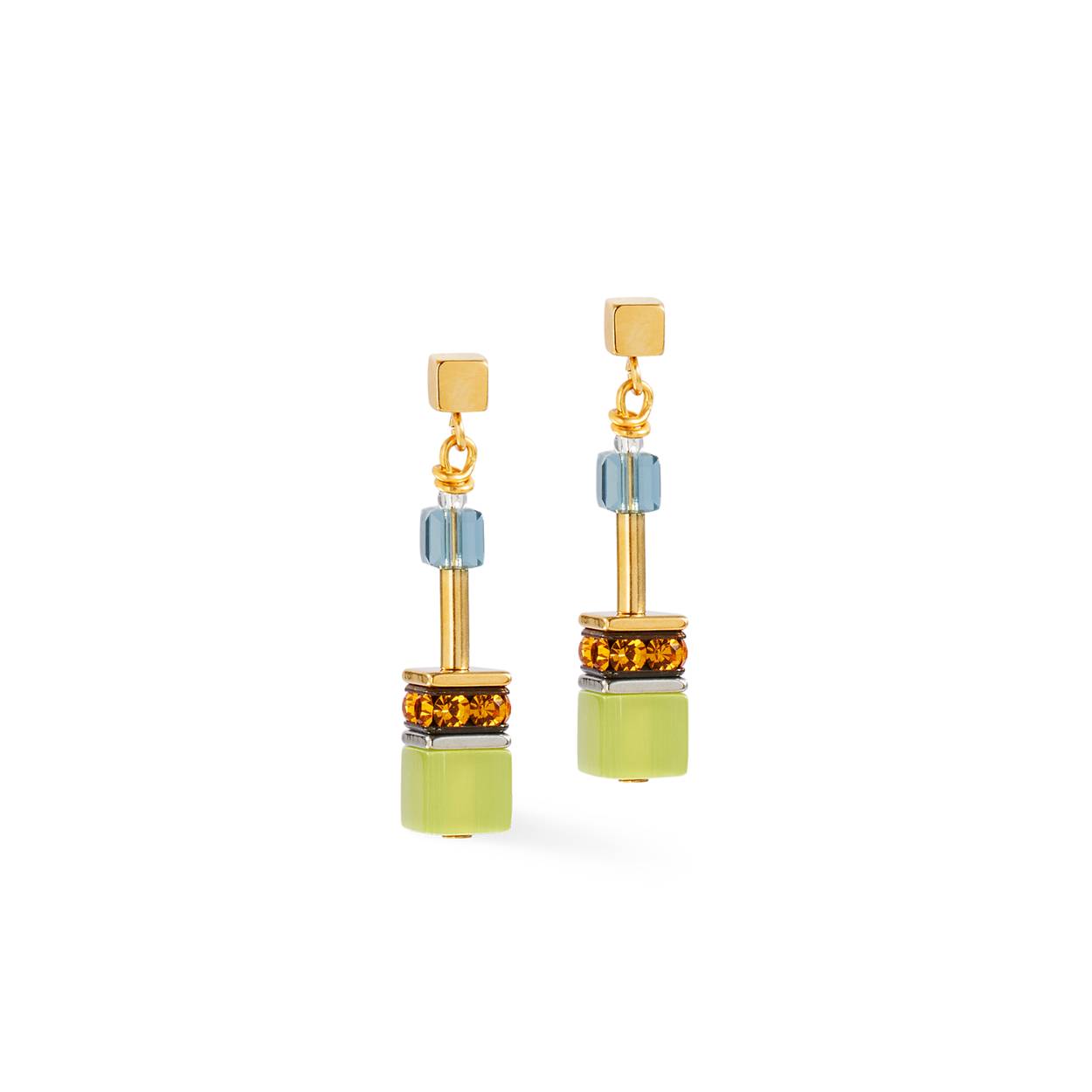 Coeur de Lion oorhangers Olive-Green
met Swarovski en polaris 