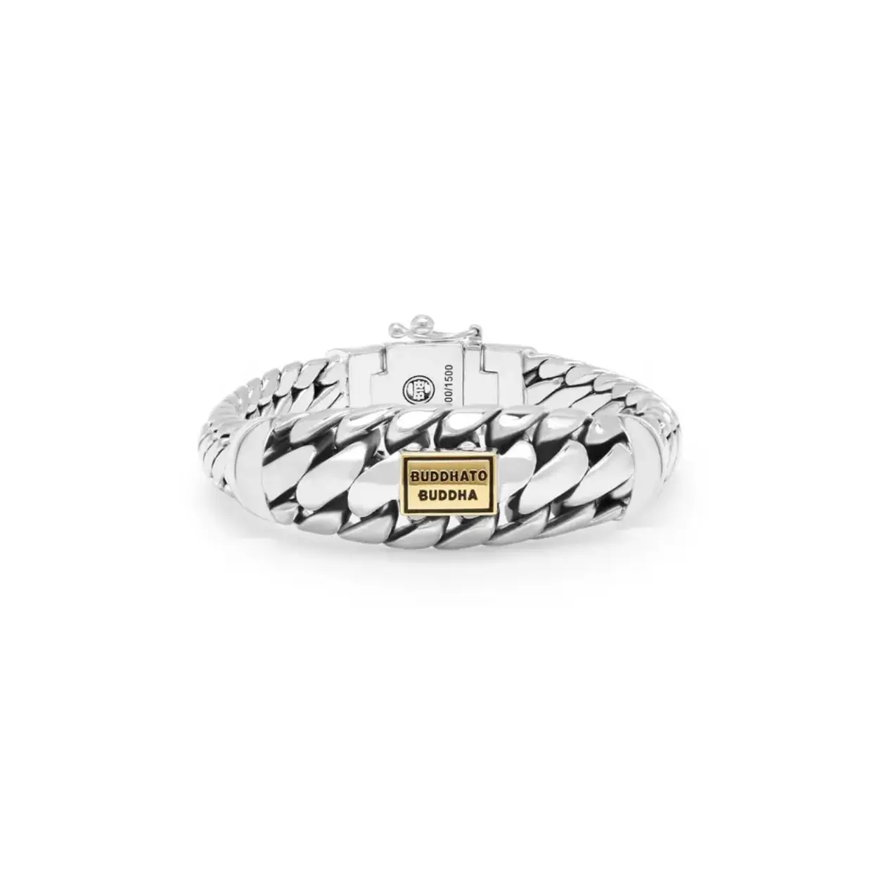 
845 E+ Ben Limited Bracelet Silver Gold is speciaal ontworpen voor het 25 jarig jubileum van Buddha to Buddha. Deze armband is de kleinere variant op de 844 Ben Medium Bracelet. Er zijn in totaal 1500 van deze armbanden gemaakt.