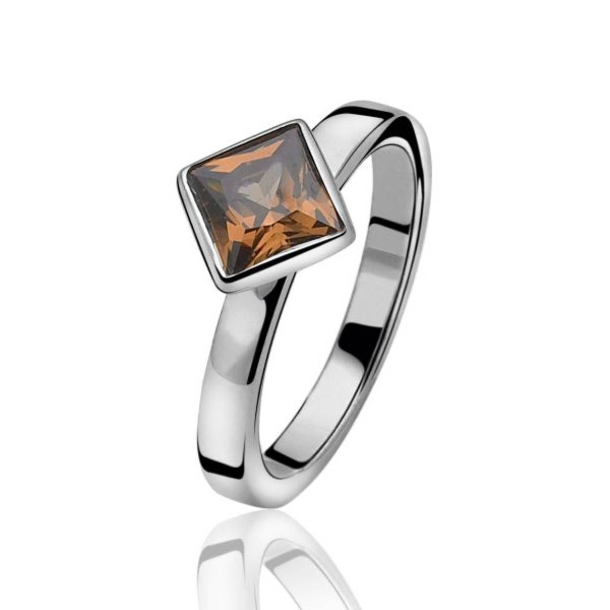 ZINZI zilveren ring bruin