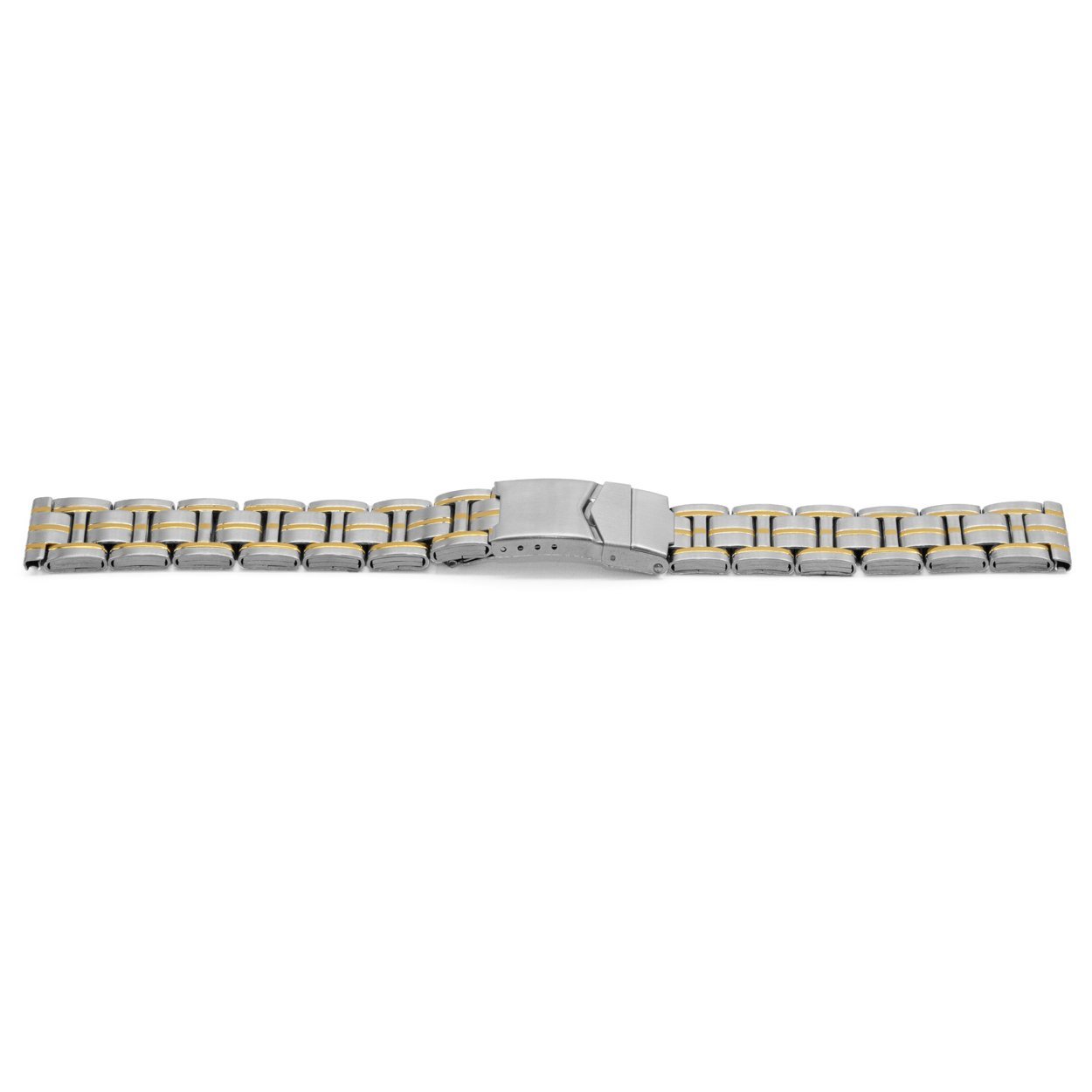 Horlogeband all stainless steel bicolor met klepsluiting.
Kleur band: Goud en zilver kleurig
Band dikte: 3.2mm
Band lengte: ±170mm incl. klep
Band breedte: 20mm
Gesp: Edelstalen klepsluiting
Bekleding binnenband: NVT
Gestikt: NVT
Pushpin: Exclusief
EAN: 4780286382200