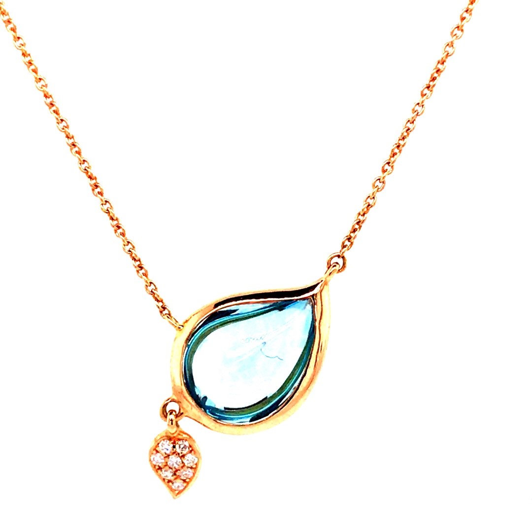 Artur Scholl 18krt rosé gouden collier met diamant en blauwe topaas