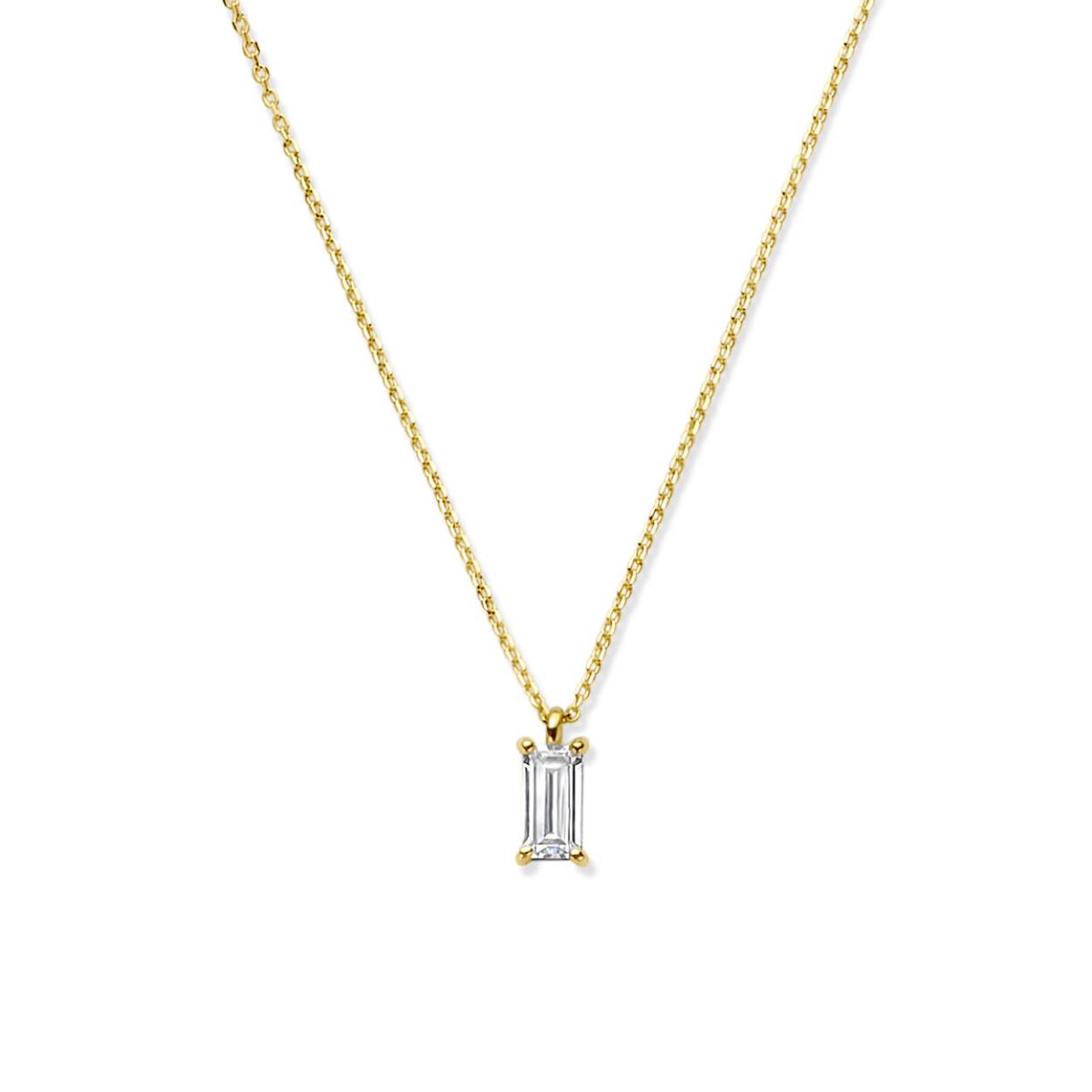 14k Geelgouden collier uitgevoerd met zirkonia. Het collier heeft draaglengtes van 40, 42 en 44cm. De schakelbreedte is 0.8mm.

