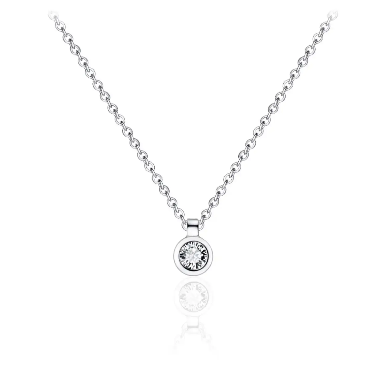 zilveren collier met zirkonia hanger