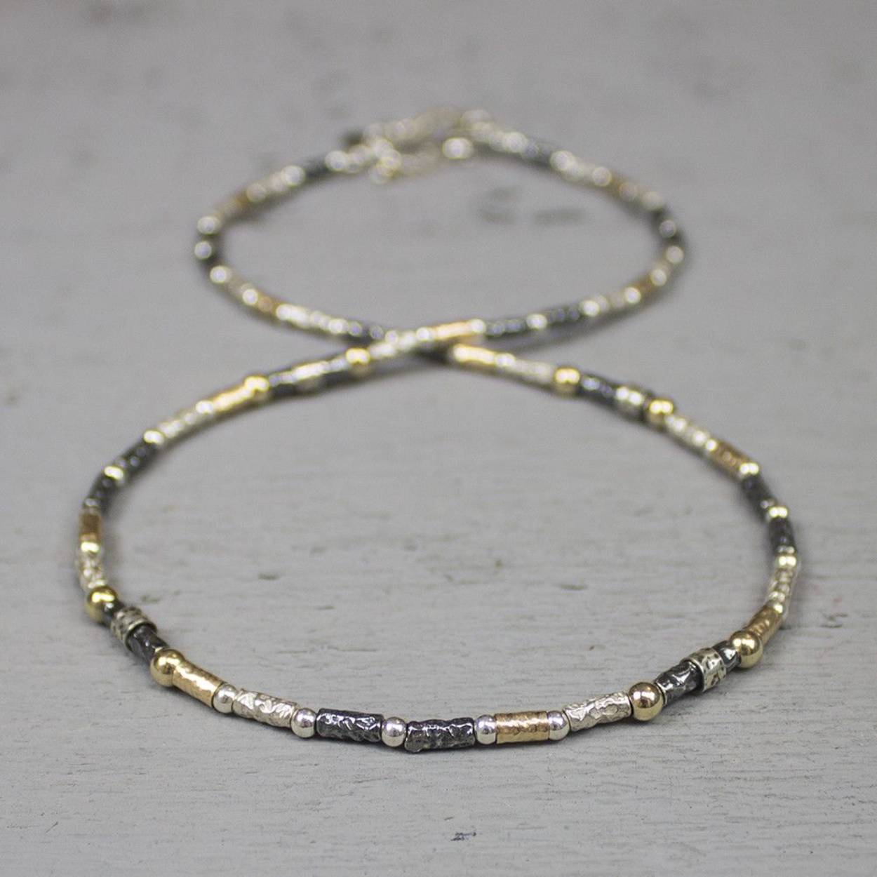 Prachtig zilver met goldfilled collier van Jéh Jewels, Nederlands ontwerp