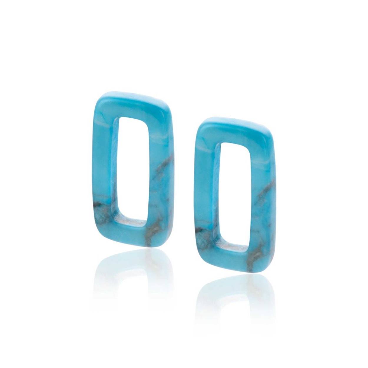 Zinzi zilveren oorringbedel turquoise rechthoek ZICH2228 EXCLUSIEF OORRINGEN