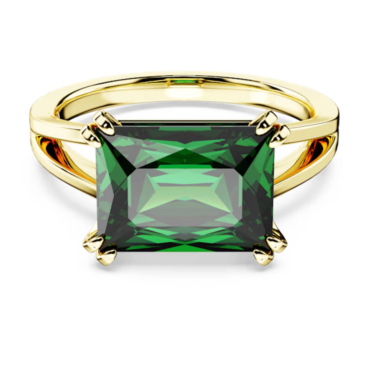 Deze Matrix-ring heeft zijn moderne twist te danken aan de weelderige groentinten. De stijlvolle band met een goudkleurige toplaag is voorzien van rechthoekige Swarovski steen in een diepe smaragdgroene tint die zijn bevestigd in een elegante dubbele klauwzetting. Een modern sieraad dat een natuurlijke schoonheid uitstraalt.

