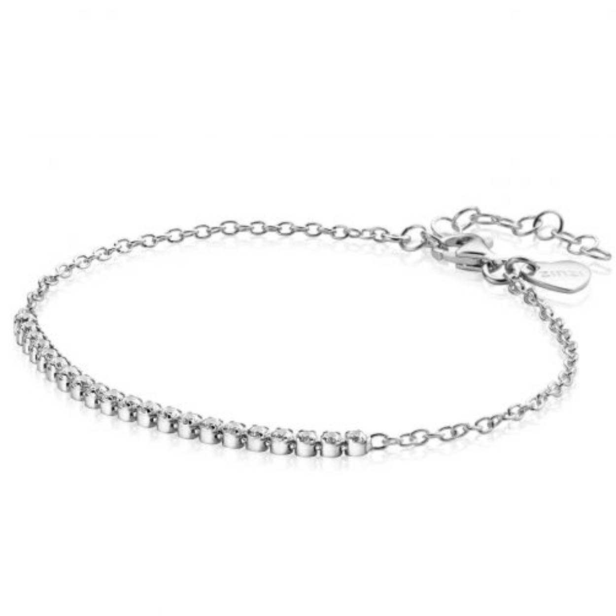 INZI zilveren armband, in het midden bezet met 21 witte zirconia's 16-19cm ZIA2370