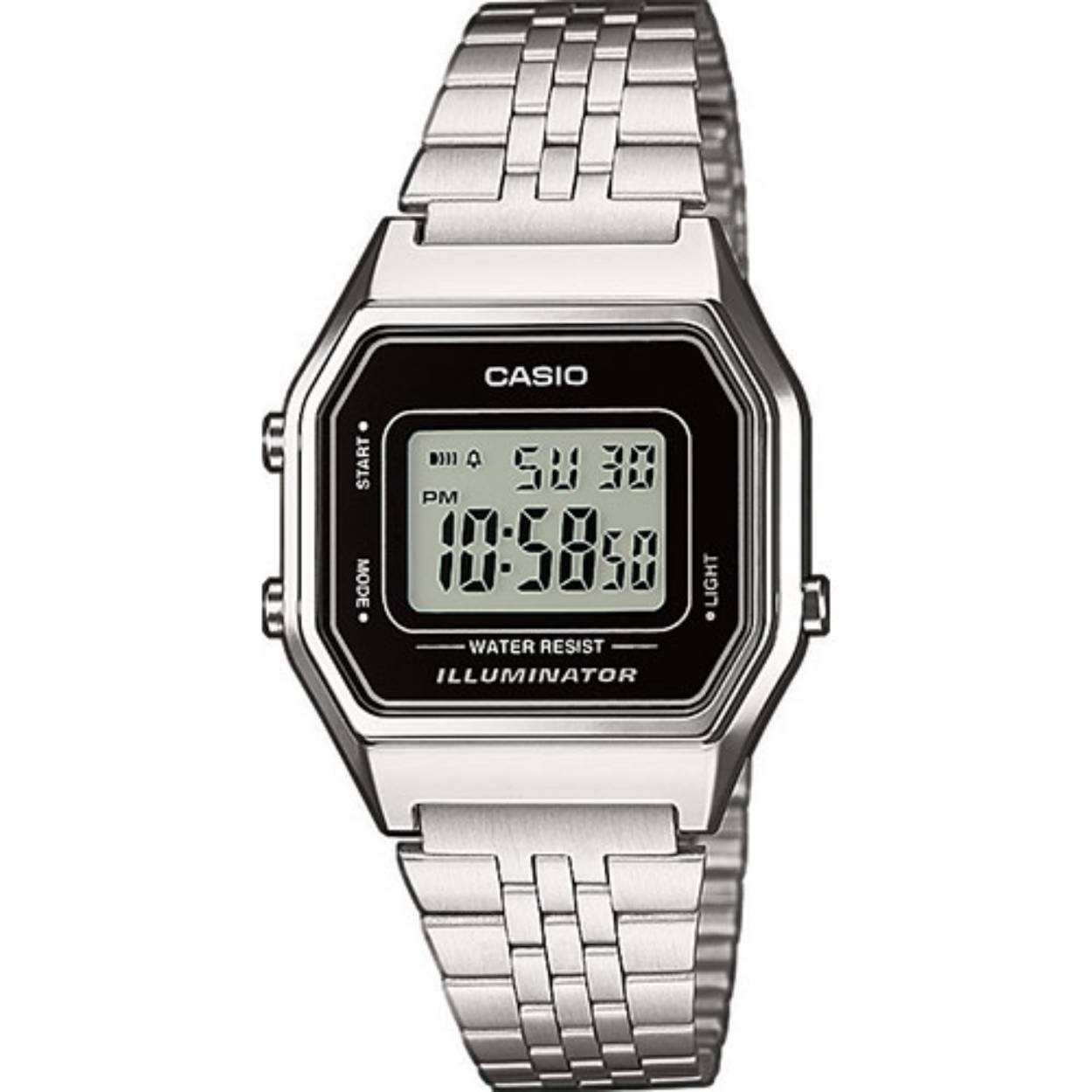Dit horloge van Casio komt uit de collectie: Vintage ICONIC. Dit horloge heeft de volgende functies: LED lampje, Dagalarm, Automatische kalender, 12/24-uurs tijdweergave, Stopwatchfunctie - 1/100 sec. - 1 uur