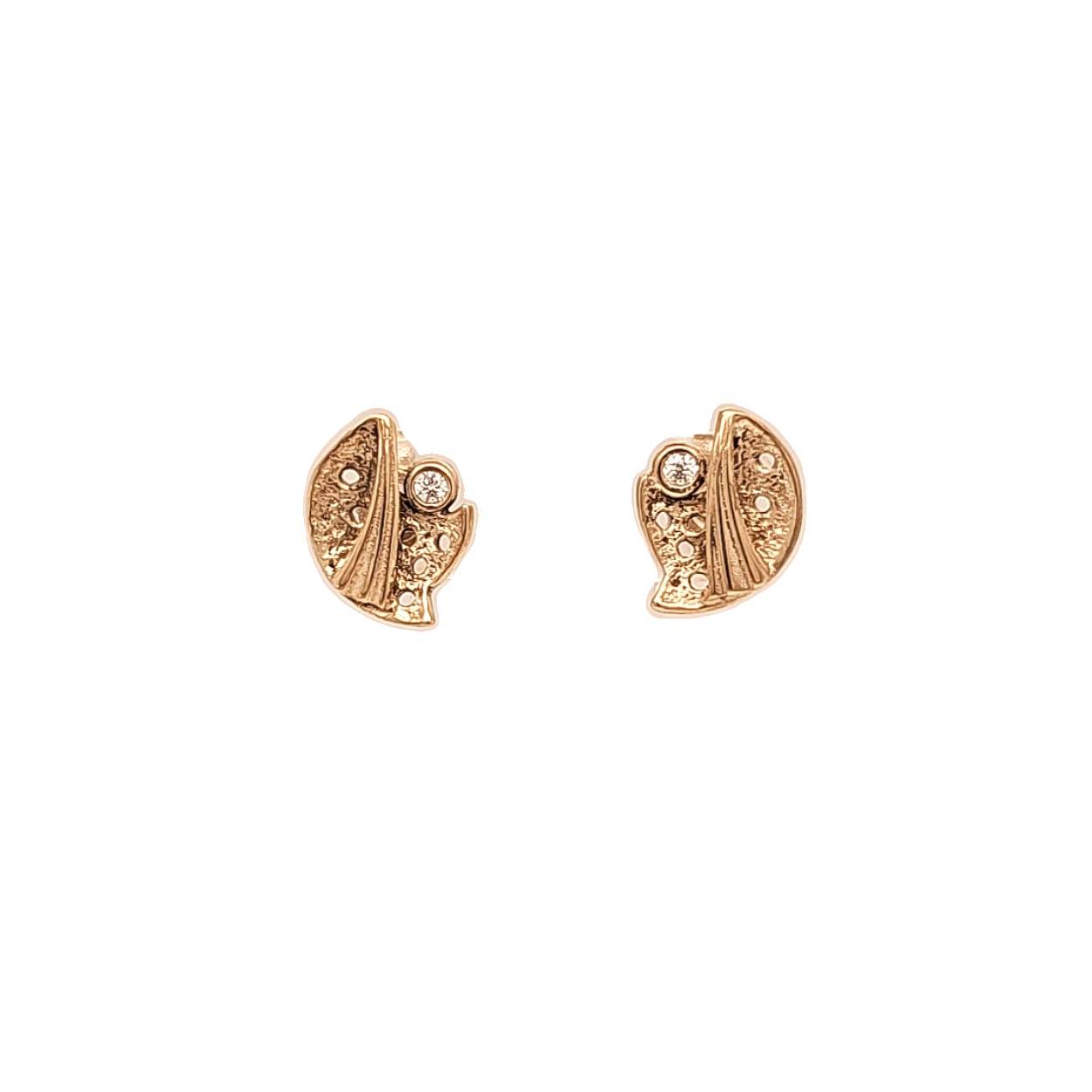 geelgouden oorknop met zirconia