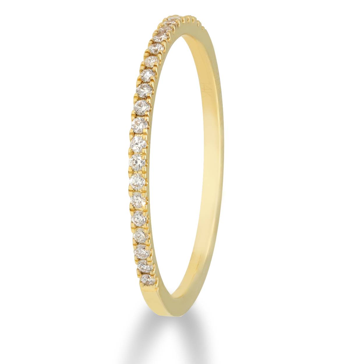 Pas Diamonds – 14 karaat smal witgouden dames/rij ring met een rij diamantjes van in totaal 0.12 crt – in briljant geslepen –