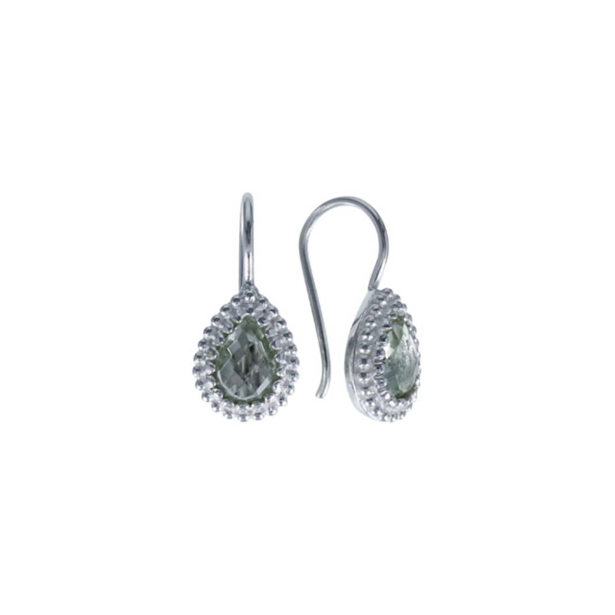 zilveren oorhanger met groene amethyst