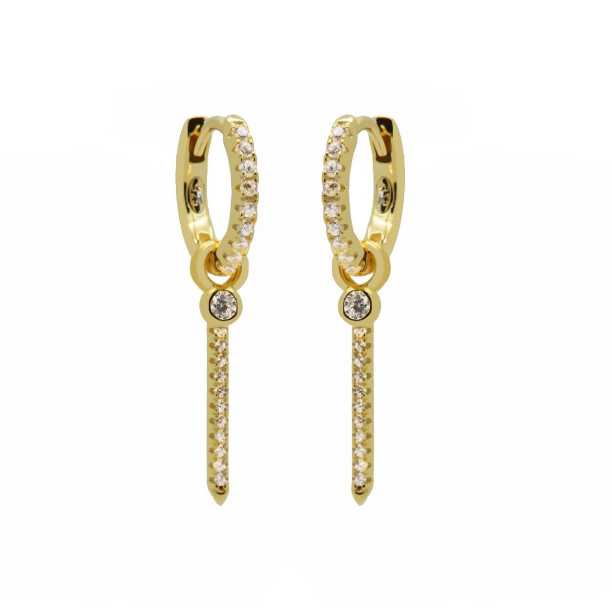 H321GP | Karma | Hinged Hoops CZ Tube Zirkonia Dot | Goldplated