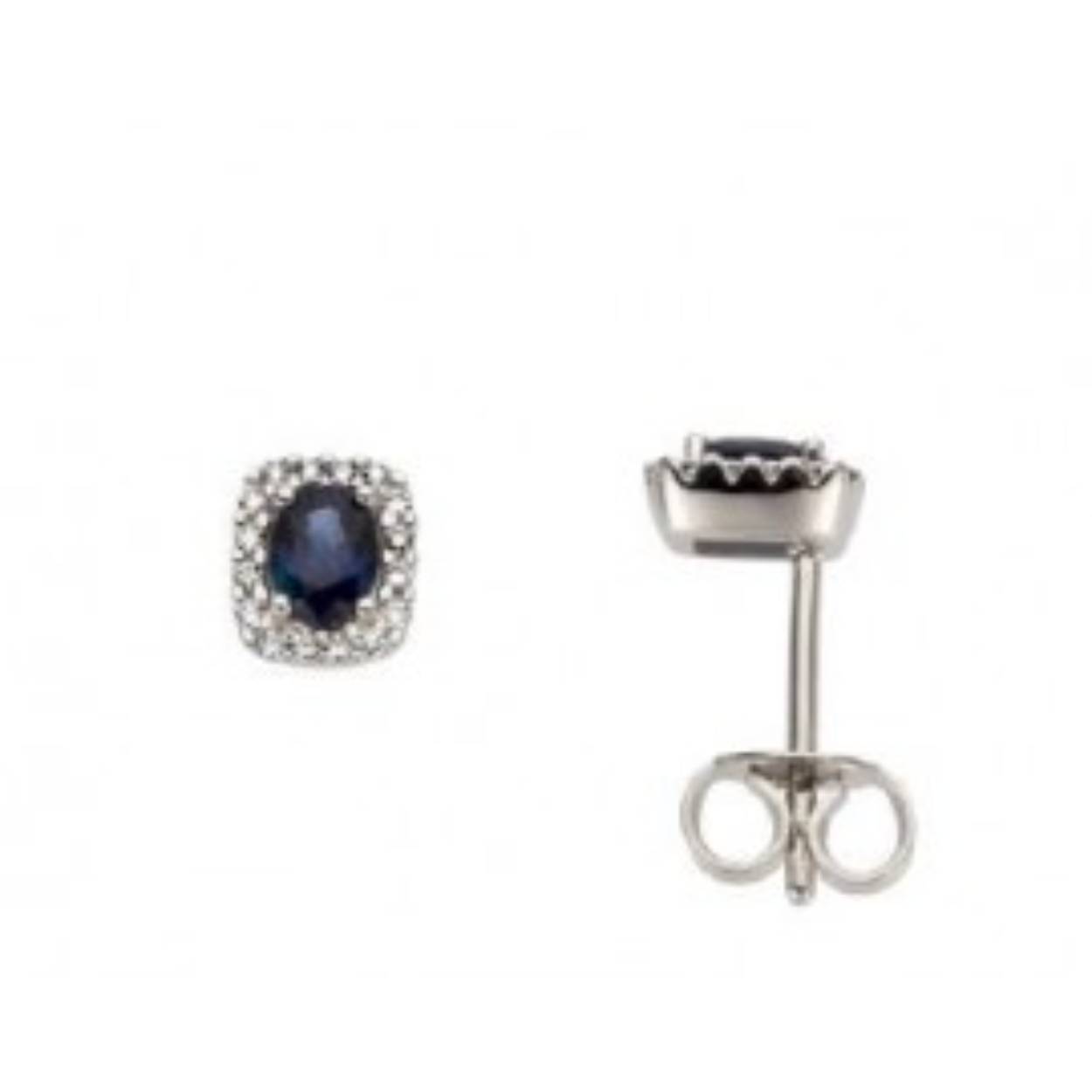 Oorbellen 18kt goud met diamant en saffier.