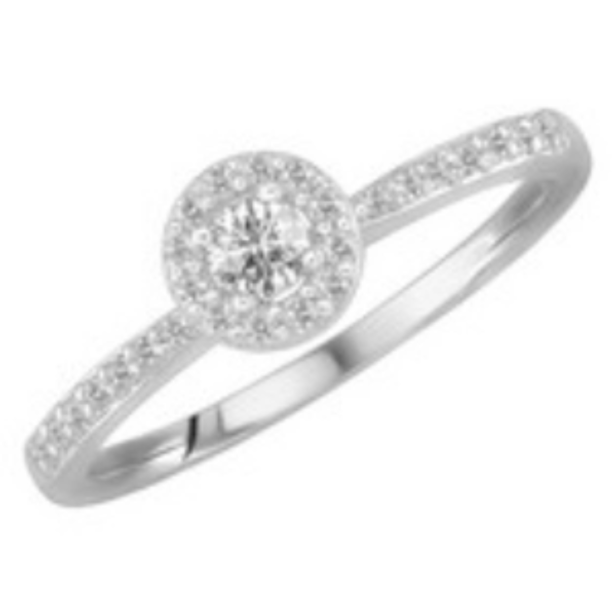 Solitair in wit goud 18kt bezet met 21 diamanten in briljant slijpsel. Perfect als verlovingsring of een tijdloze aanvulling voor elke juwelencollectie.